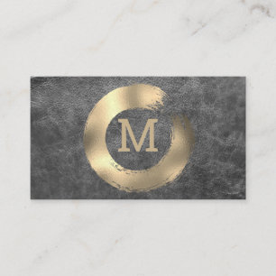 Monogram   Gold Foil Circular Brushed Business Card