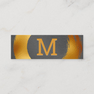 Monogram   Gold Foil Circular Brushed Mini Business Card