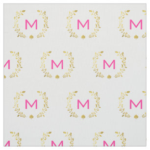 Monogram Gold Foil Laurel & Spade Fabric