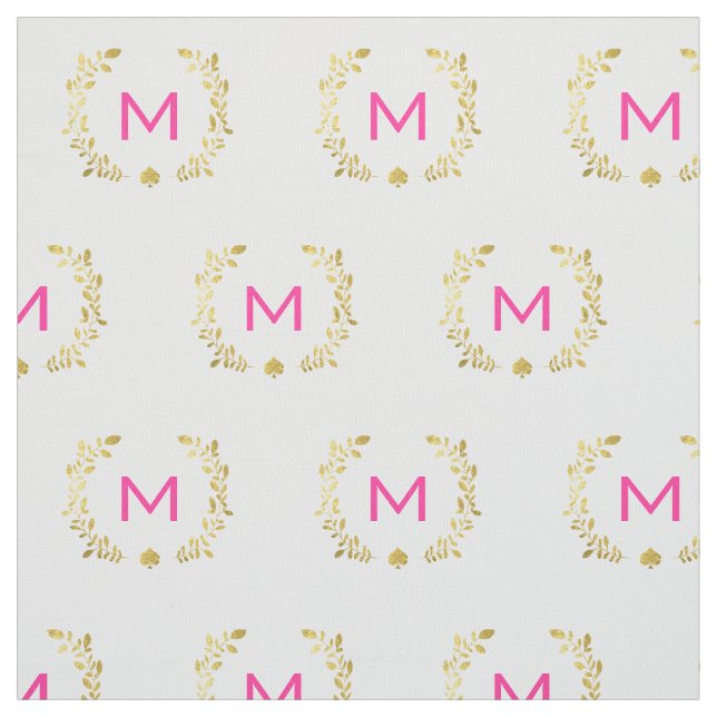 Monogram Gold Foil Laurel & Spade Fabric (Swatch)