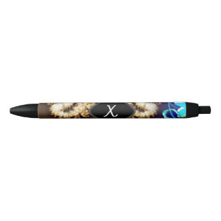 Monogram Gold Fractal Black Ink Pen