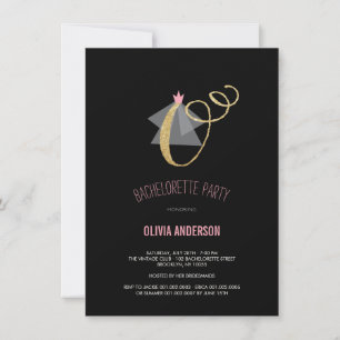 Monogram Gold Glitter Bachelorette Party Invite
