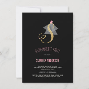 Monogram Gold Glitter Bachelorette Party Invite