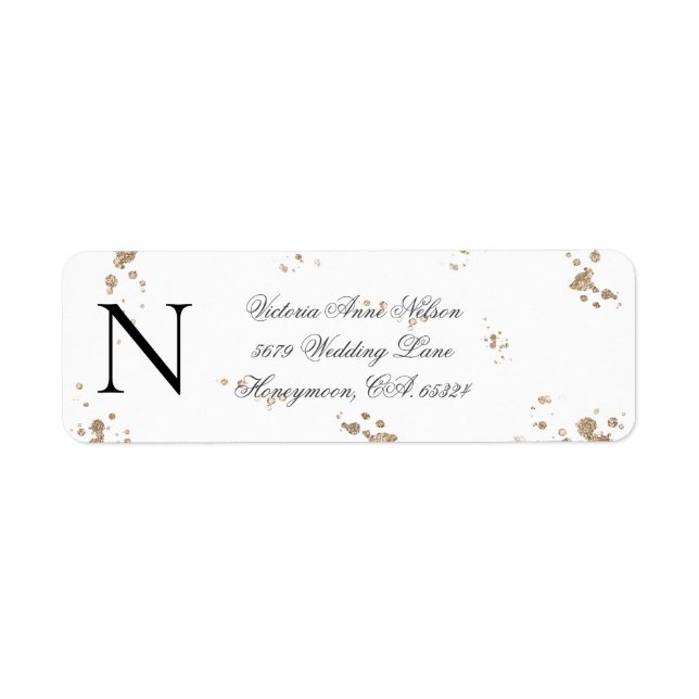 Monogram Gold Glitter Return Address  (Front)