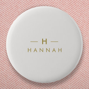 Monogram Gold Gray Minimalist Elegant Modern 6 Cm Round Badge