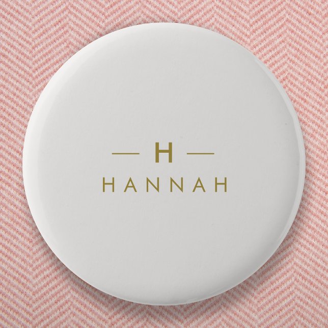 Monogram Gold Gray | Minimalist Elegant Modern 6 Cm Round Badge (Creator Uploaded)