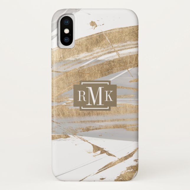 Monogram | Gold & Grey Case-Mate iPhone Case (Back)