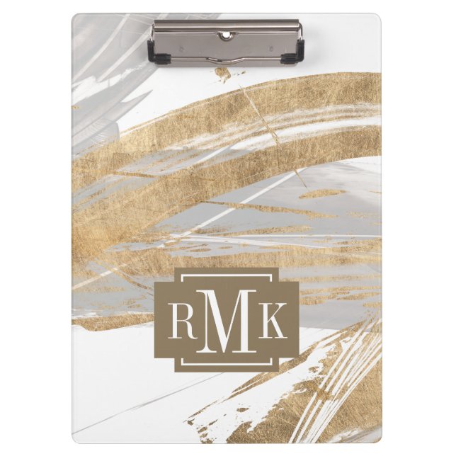 Monogram | Gold & Grey Clipboard (Front)