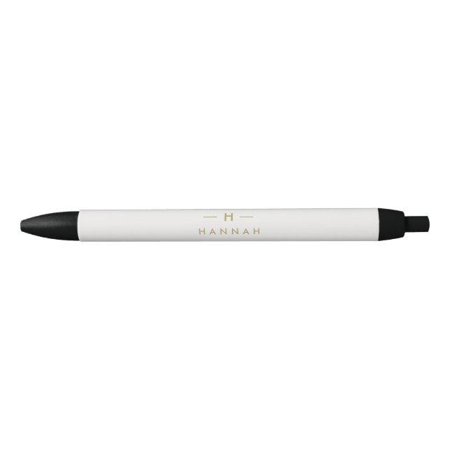 Monogram Gold Grey | Minimalist Elegant Modern Black Ink Pen (Front)