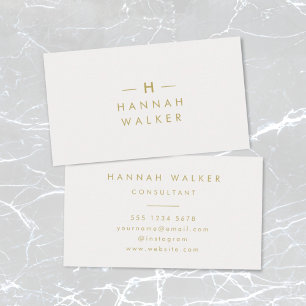 Monogram Gold Grey Minimalist Elegant Modern Business Card