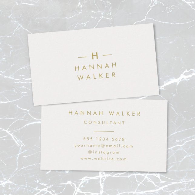 Monogram Gold Grey | Minimalist Elegant Modern Business Card (Creator Uploaded)
