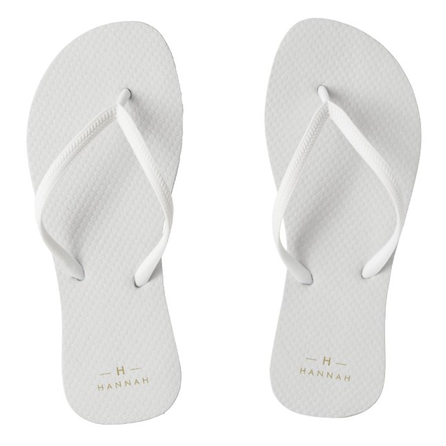 Monogram Gold Grey | Minimalist Elegant Modern Flip Flops (Footbed)