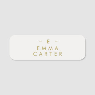 Monogram Gold Grey Minimalist Elegant Modern Name Tag