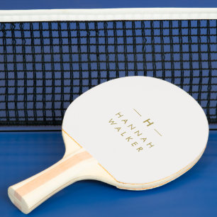 Monogram Gold Grey   Minimalist Elegant Modern Ping Pong Paddle