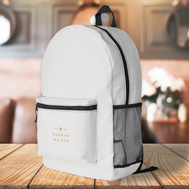 Monogram Gold Grey | Minimalist Elegant Modern Printed Backpack (Creator Uploaded)