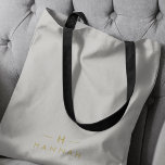 Monogram Gold Grey | Minimalist Elegant Modern Tote Bag<br><div class="desc">A simple stylish custom monogram design in a gold modern minimalist typography on an elegant minimalist soft taupe grey background. The monogram initials and name can easily be personalised along with the feature line to make a design as unique as you are! The perfect bespoke gift or accessory for any...</div>