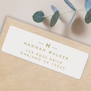 Monogram Gold Grey   Minimalist Return Address