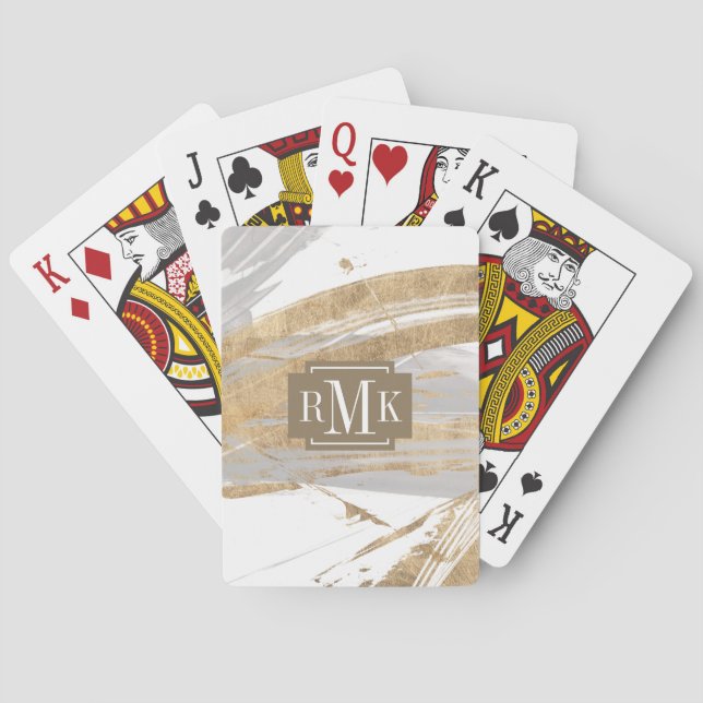 Monogram | Gold & Grey Playing Cards (Back)