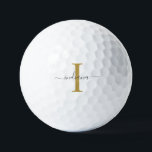 Monogram Gold Grey Script Name Modern Family Sport Golf Balls<br><div class="desc">Gold Grey Monogram Script Name Modern Golf Balls you can easily edit with your name and initial by clicking the "Personalise" button. Completely change the colours of the text and background when you select the "Customise this" link.</div>