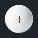 Monogram Gold Grey Script Name Team Sport Golf Balls<br><div class="desc">Gold Grey Monogram Script Name Modern Golf Balls you can easily edit with your name and initial by clicking the "Personalise" button. Completely change the colours of the text and background when you select the "Customise this" link.</div>