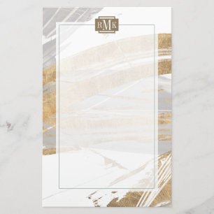 Monogram   Gold & Grey Stationery