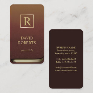 Monogram Gold Initial Elegant Book Cover Business Card
