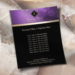 Monogram Gold initial Logo Modern Black & Purple Flyer