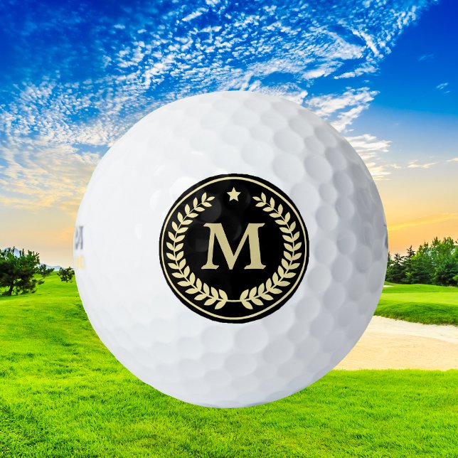 Monogram Gold Laurel Leaf Star Golf Balls (Creator Uploaded)