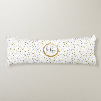 Monogram Gold Leaf Print Silver Confetti Body Cushion