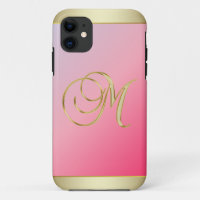 Monogram Gold Letter M  Elegant Pink