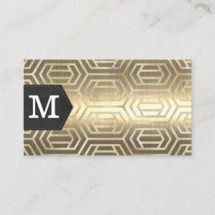 Monogram Gold Metal Gold Foil Geometric Business Card