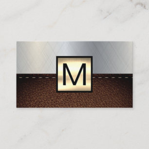 Monogram Gold Metallic Leather Business Card