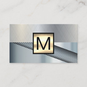 Monogram Gold Metallic Perforated Background Business Card