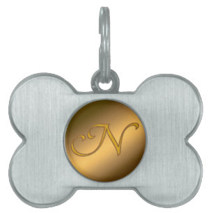 Monogram Gold N Pet ID Tag