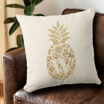 Monogram Gold Pineapples on Ivory Cushion<br><div class="desc">Your monogram and a gold pineapple on ivory background,  choose these throw pillows in a size that works for you to accent your home decor or to give as a gift. Matching items in our store.</div>