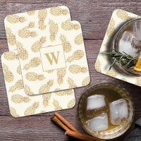 Monogram Gold Pineapples on Ivory