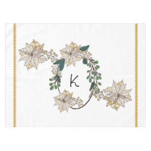 Monogram Gold Pointsettia Holiday Tablecloth