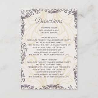 Monogram Gold Purple Vintage wedding Details card