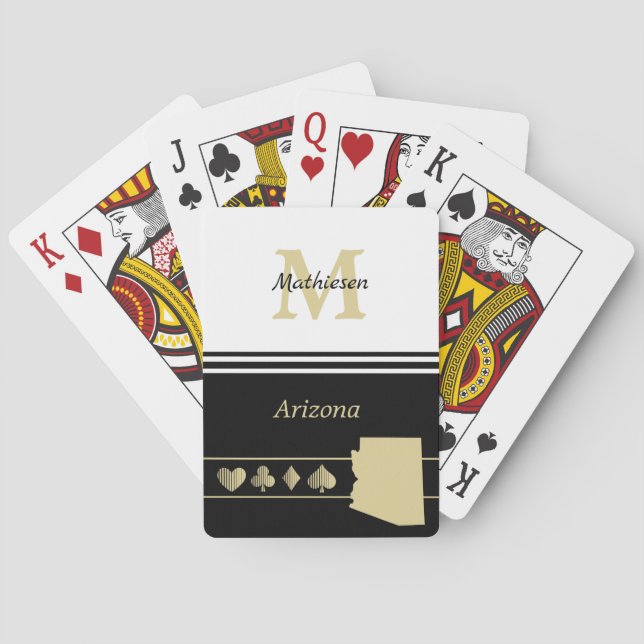 Monogram Gold Silhouette Arizona Playing Cards (Back)
