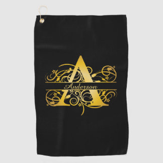 Monogram Gold Silhouette Golf Towel