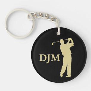 Monogram Gold Silhouette Golfer Key Ring