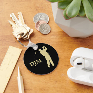Monogram Gold Silhouette Golfer Key Ring
