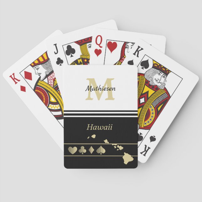Monogram Gold Silhouette Hawaii Playing Cards (Back)