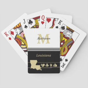Monogram Gold Silhouette Louisiana Playing Cards
