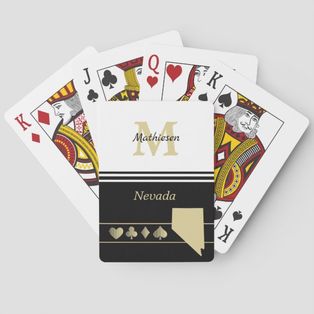 Monogram Gold Silhouette Nevada Playing Cards (Back)
