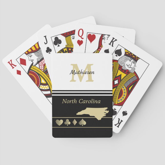 Monogram Gold Silhouette North Carolina Playing Cards (Back)