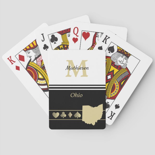 Monogram Gold Silhouette Ohio Playing Cards (Back)
