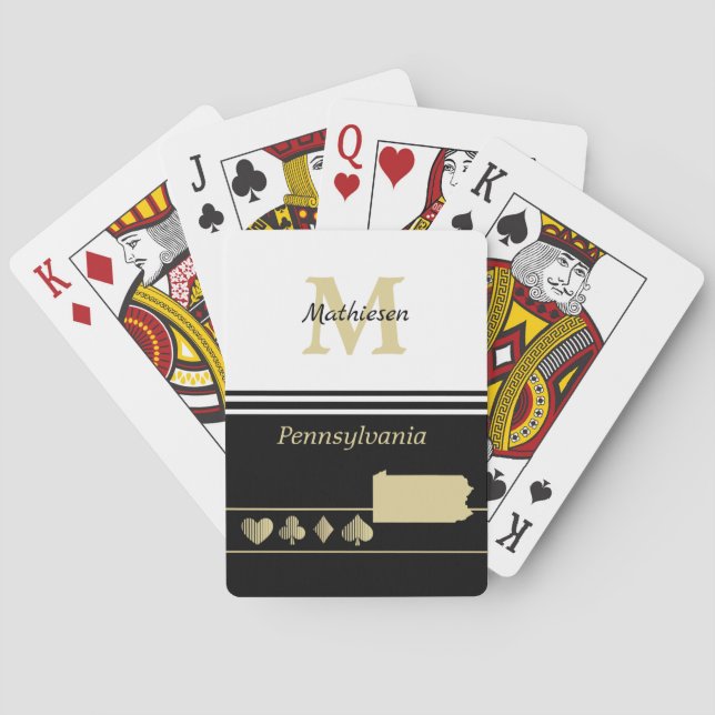 Monogram Gold Silhouette Pennsylvania Playing Cards (Back)