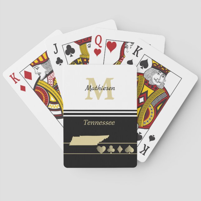 Monogram Gold Silhouette Tennessee Playing Cards (Back)