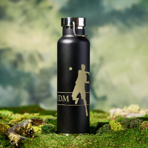 Monogram Gold Silhouette Tennis Player Water Bottle